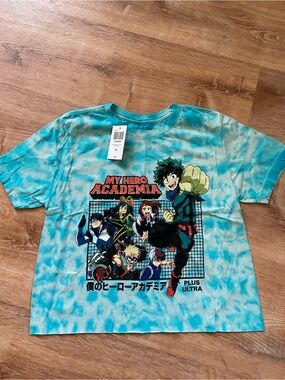 Hot Topic My Hero Academia Tie-Dye Tee in Teal and White